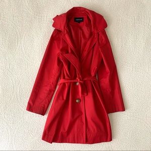 Vintage Red London Fog Coat/Raincoat with Hood - Size L